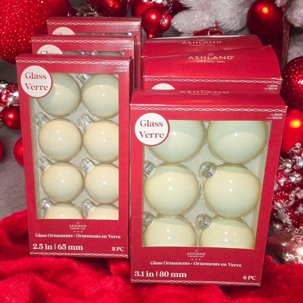 Ashland Cream Glass Ornament Collection